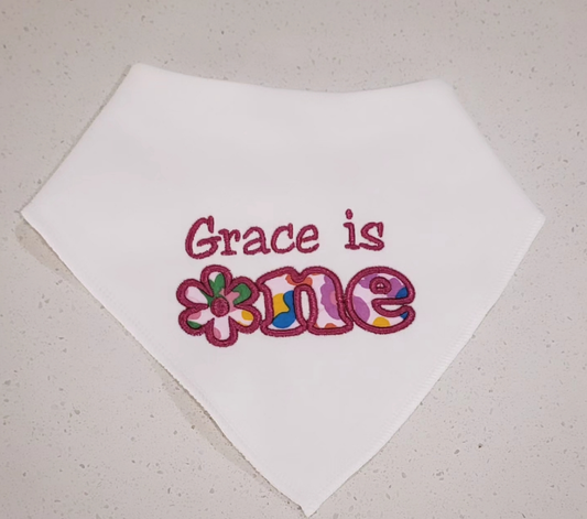 Personalised Flower birthday bib