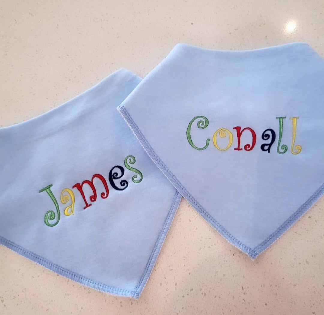 boys multicoloured personalised bib