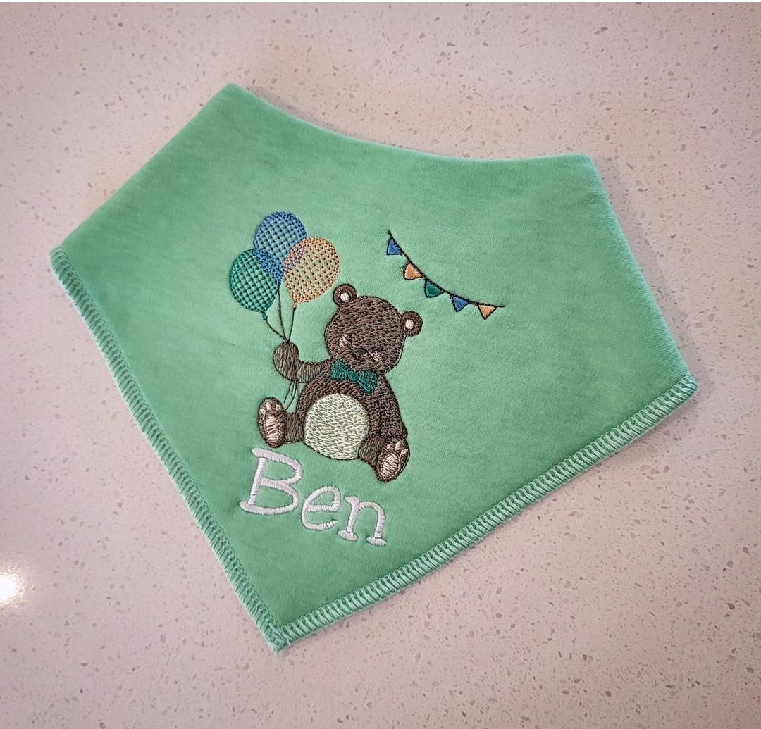 Personalised teddy bear bib