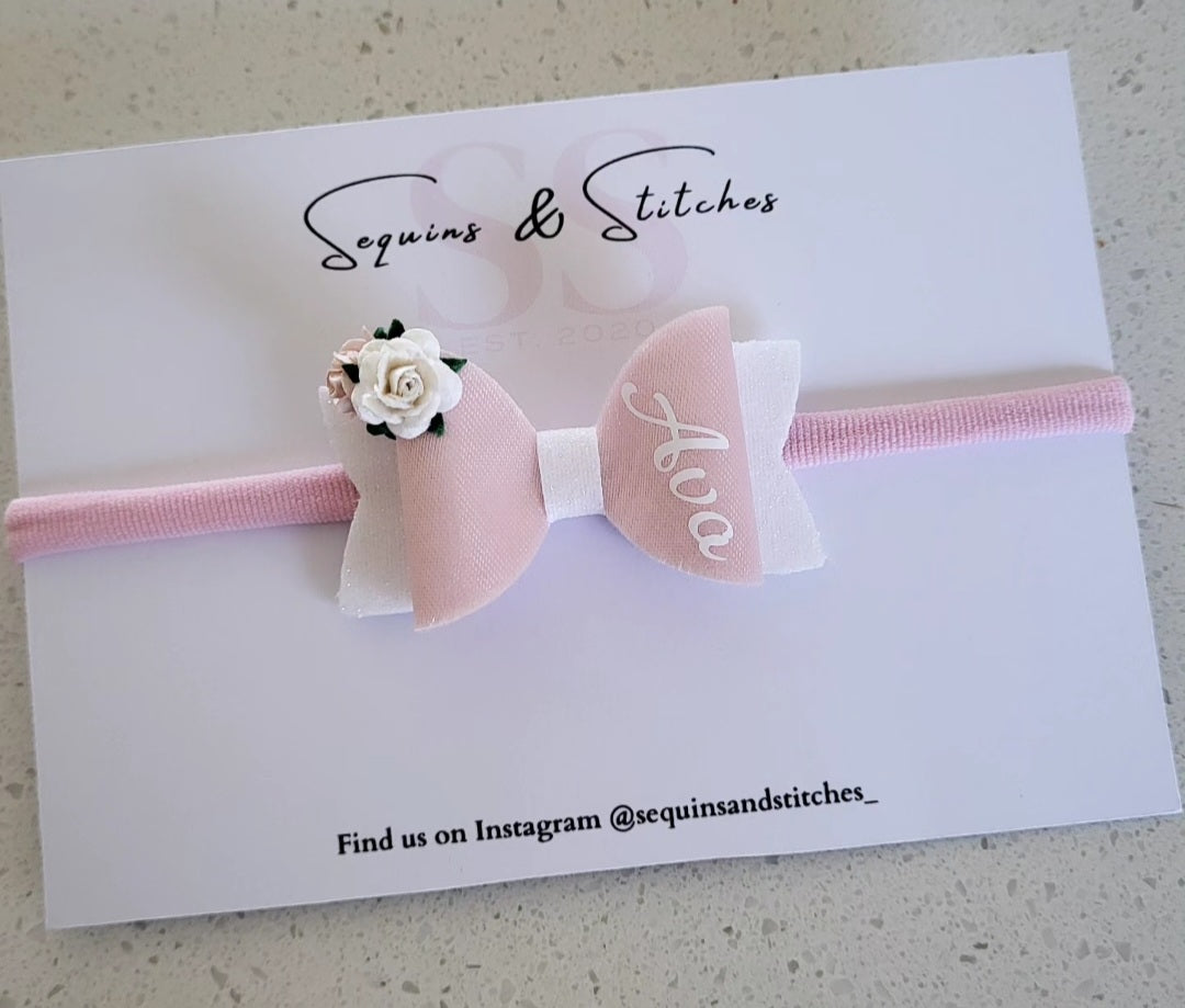 baby pink personalised hairbow