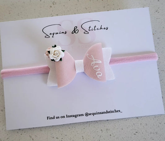 baby pink personalised hairbow