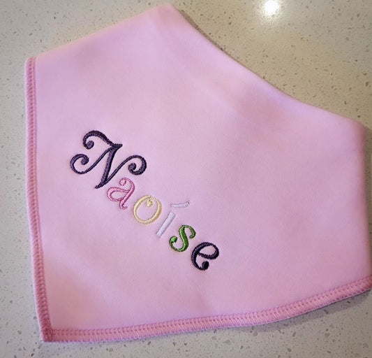 multicoloured personalised baby bib