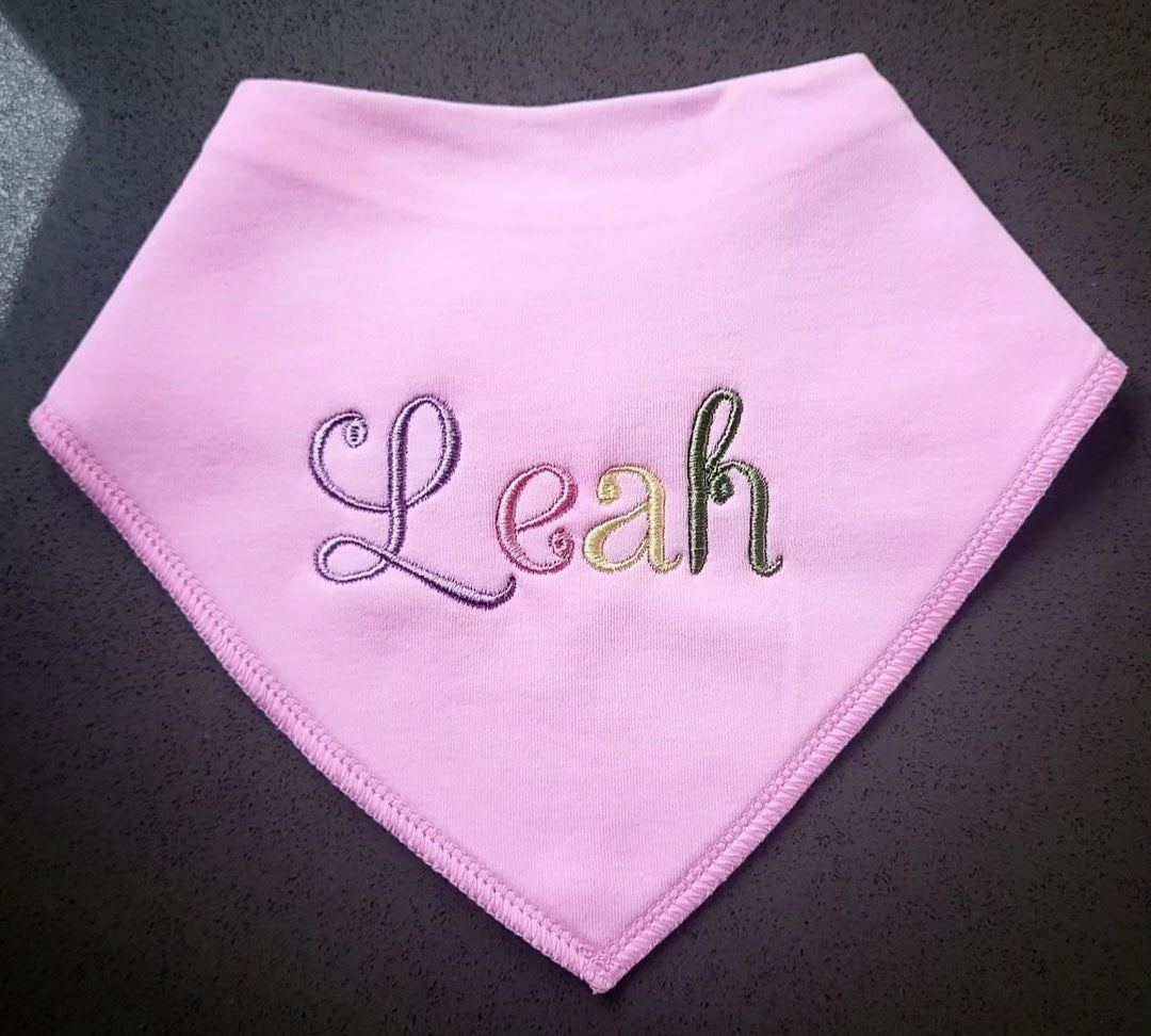 multicoloured personalised baby bib