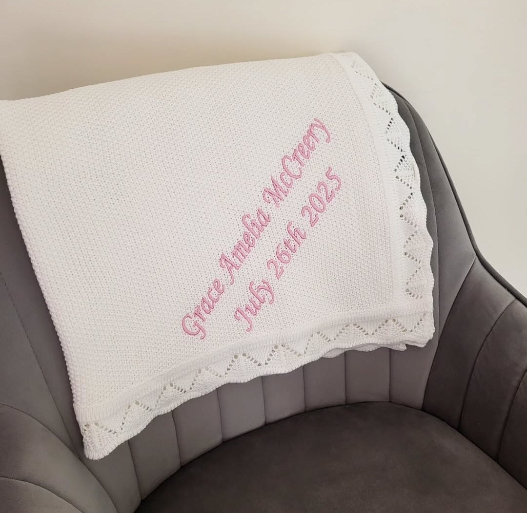 Personalised christening blanket ( soft ivory/ off white  shade )