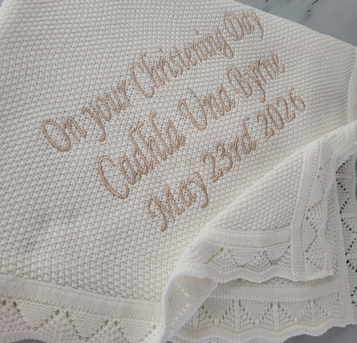 Bespoke Christening bundle ( ivory cotton blanket option )