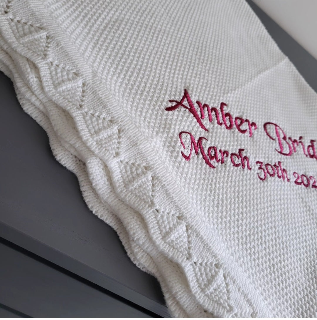 Personalised christening blanket ( soft ivory/ off white  shade )