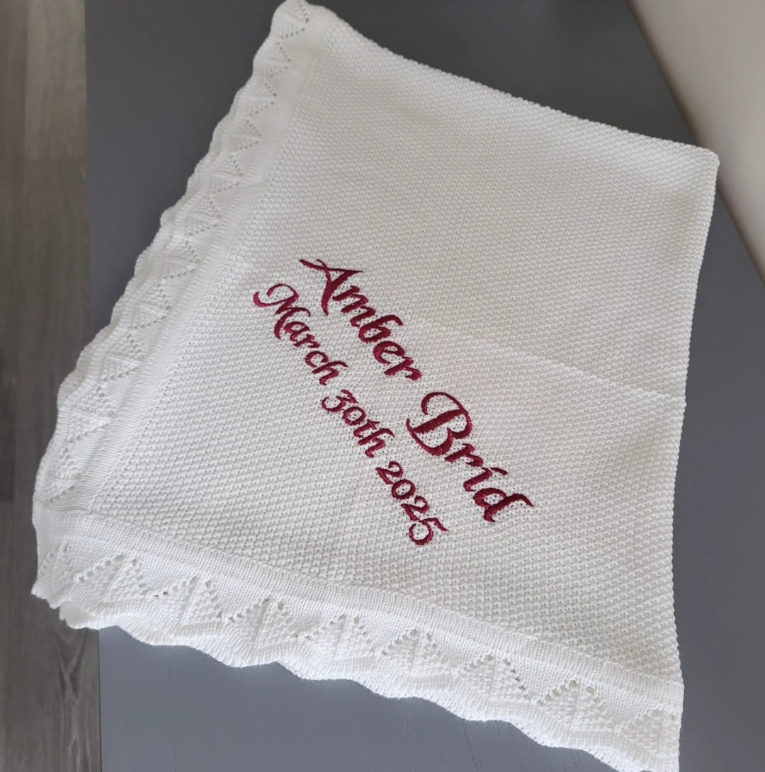 Personalised christening blanket ( soft ivory/ off white  shade )