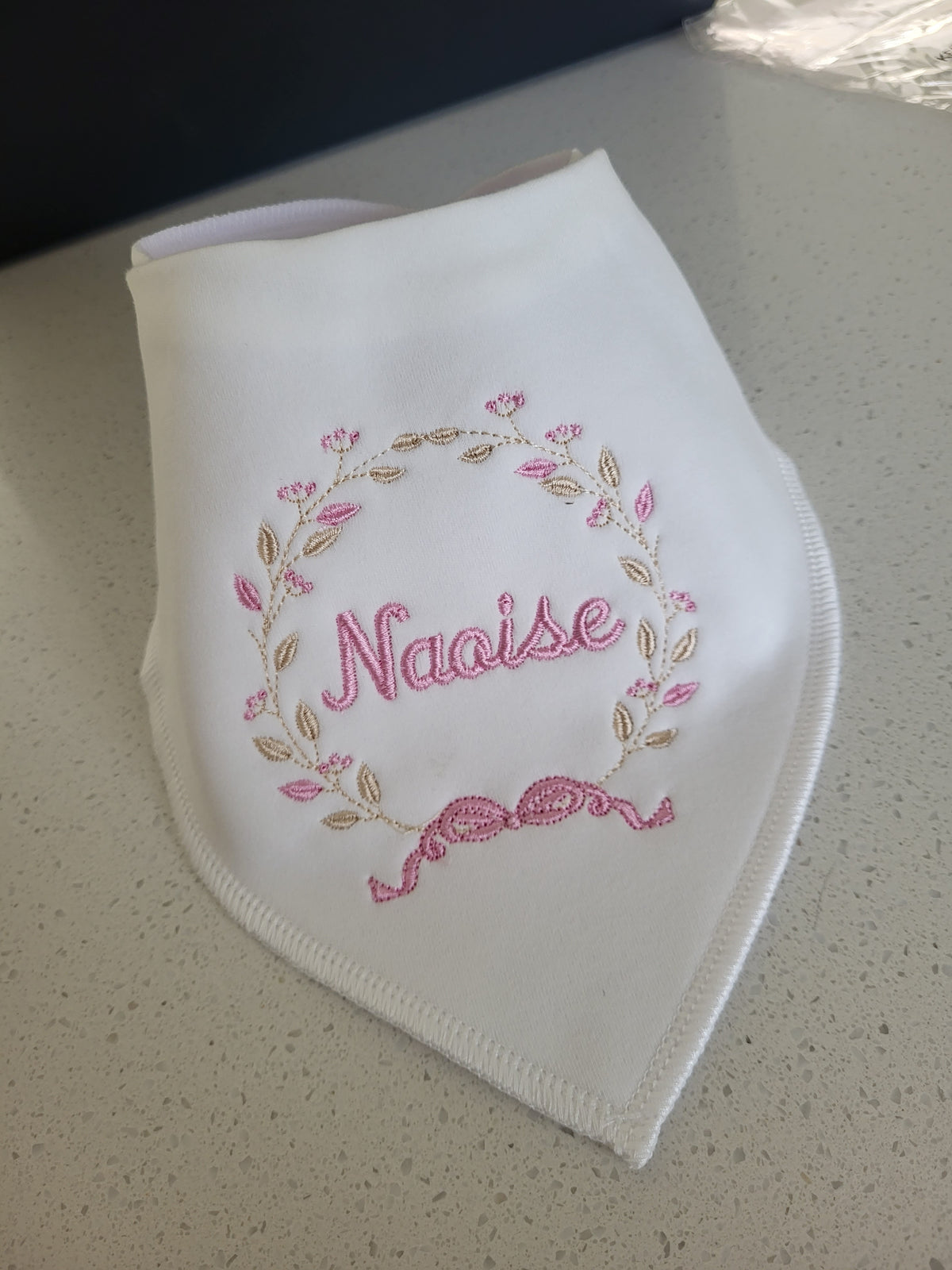 Pink champagne personalised bib