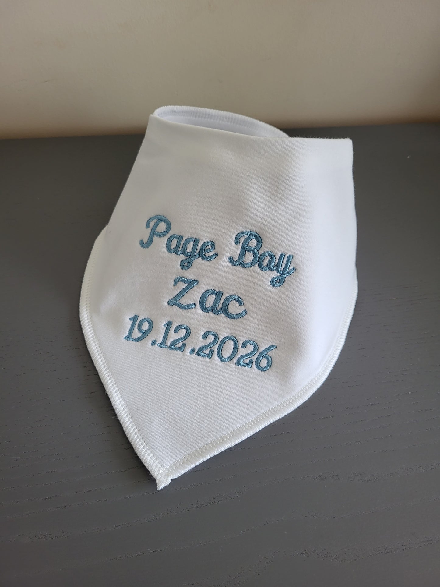 Personalised wedding day bibs.