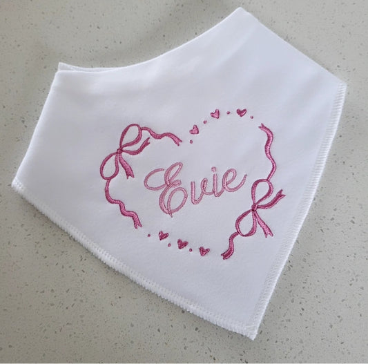 Pink heart personalised bib
