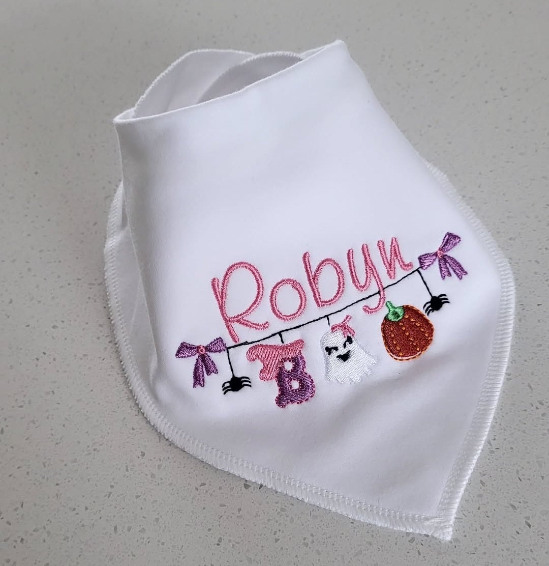 Girls personalised halloween bib