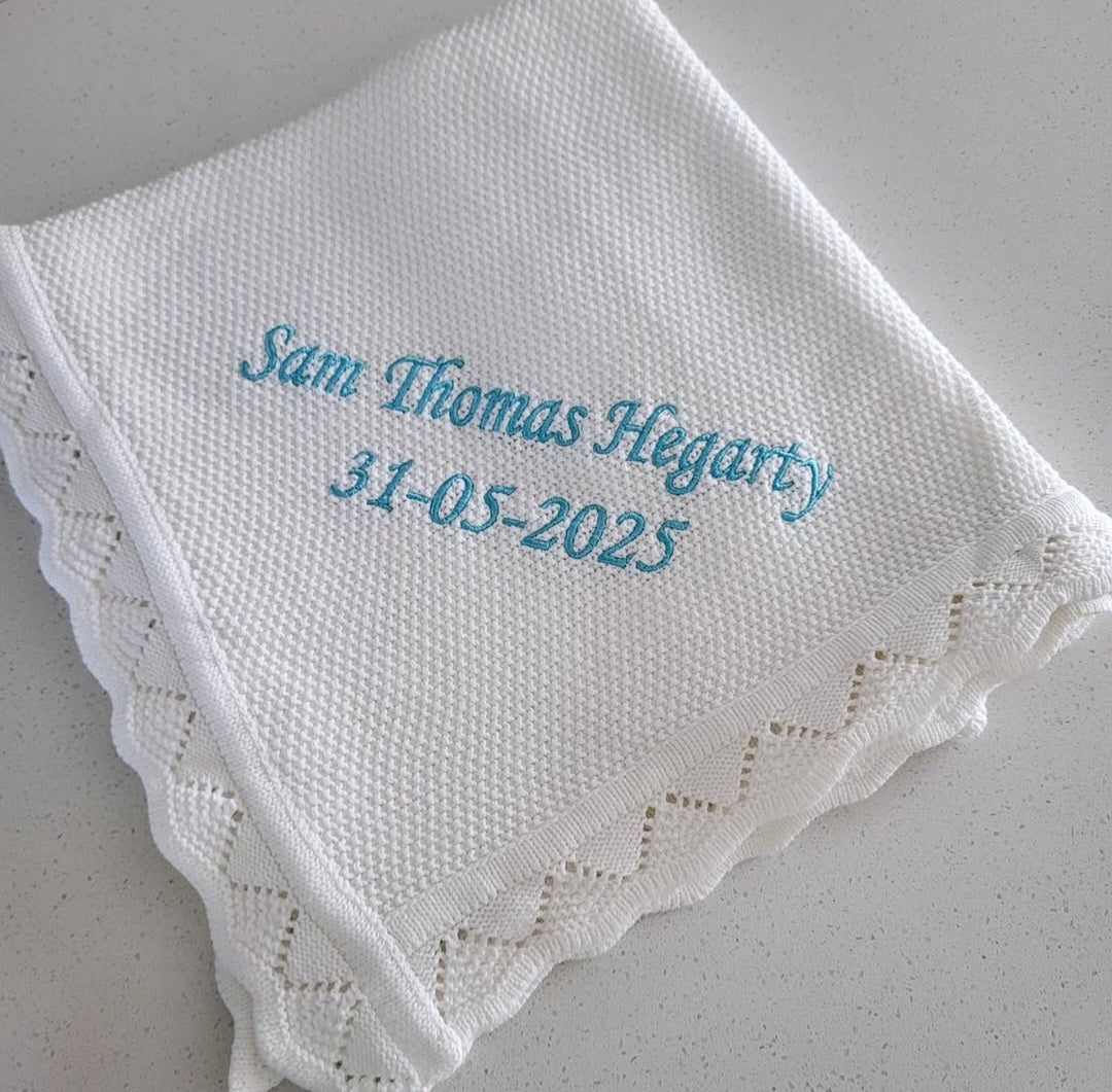 Personalised christening blanket ( soft ivory/ off white  shade )