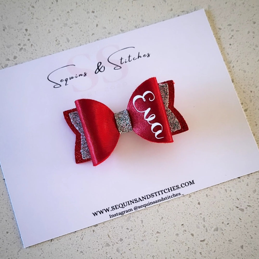 2.5 inch personalised xmas hairbow