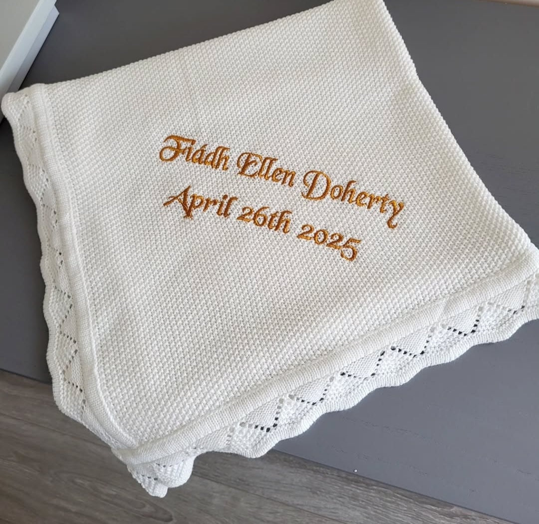 Personalised christening blanket ( soft ivory/ off white  shade )