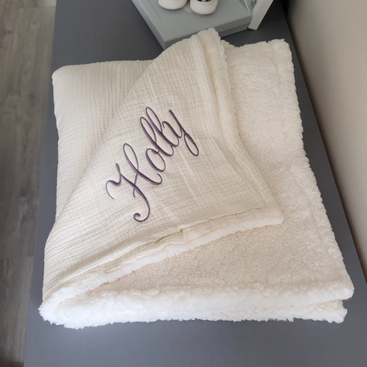 Cream teddy fleece blanket