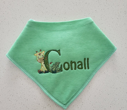 Giraffe personalised green bib