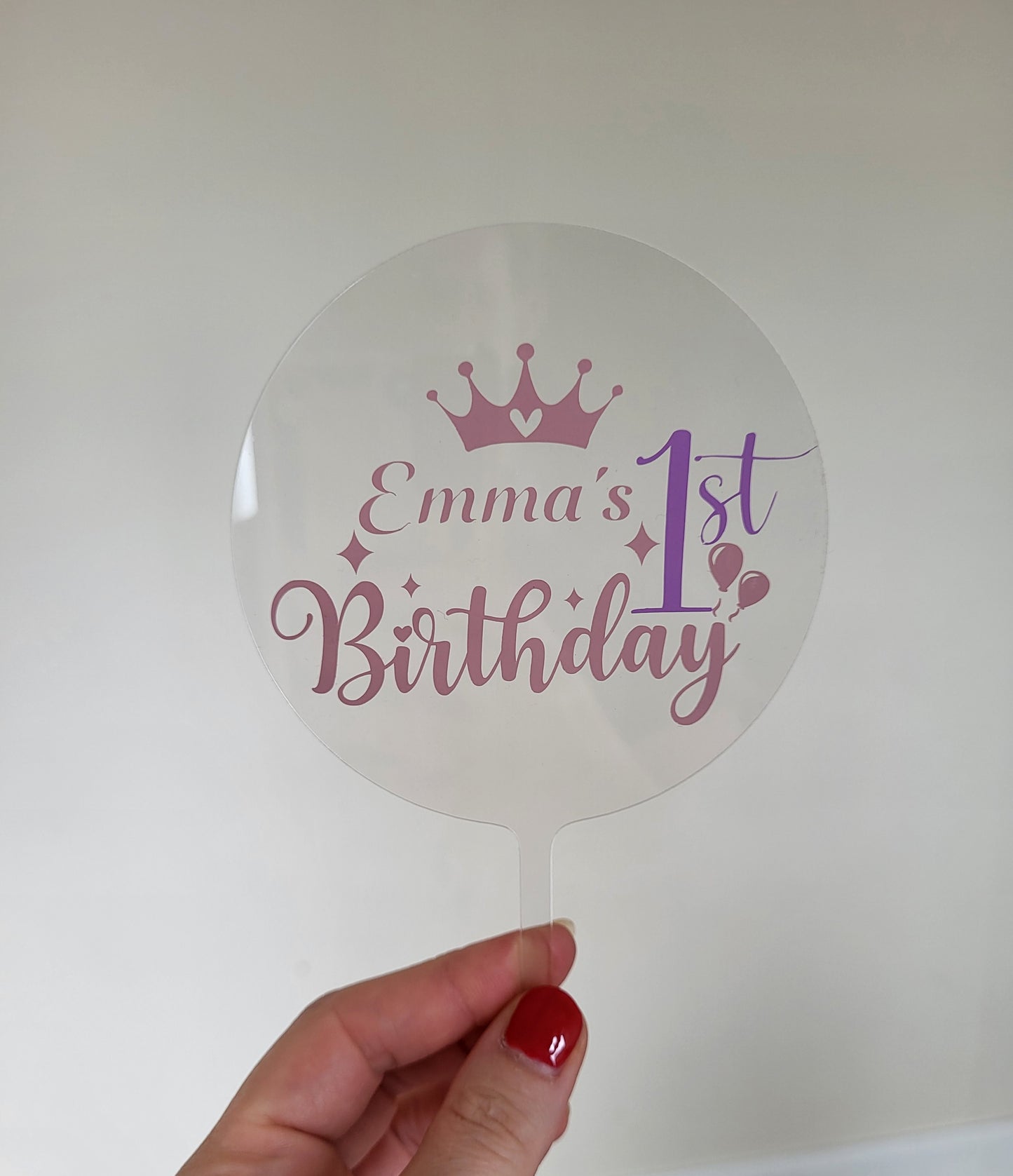 personalised 1st birthday girl cake topper