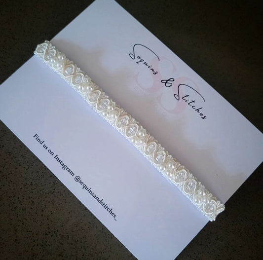 Holly pearl ivory christening headband