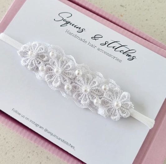Leah christening headband