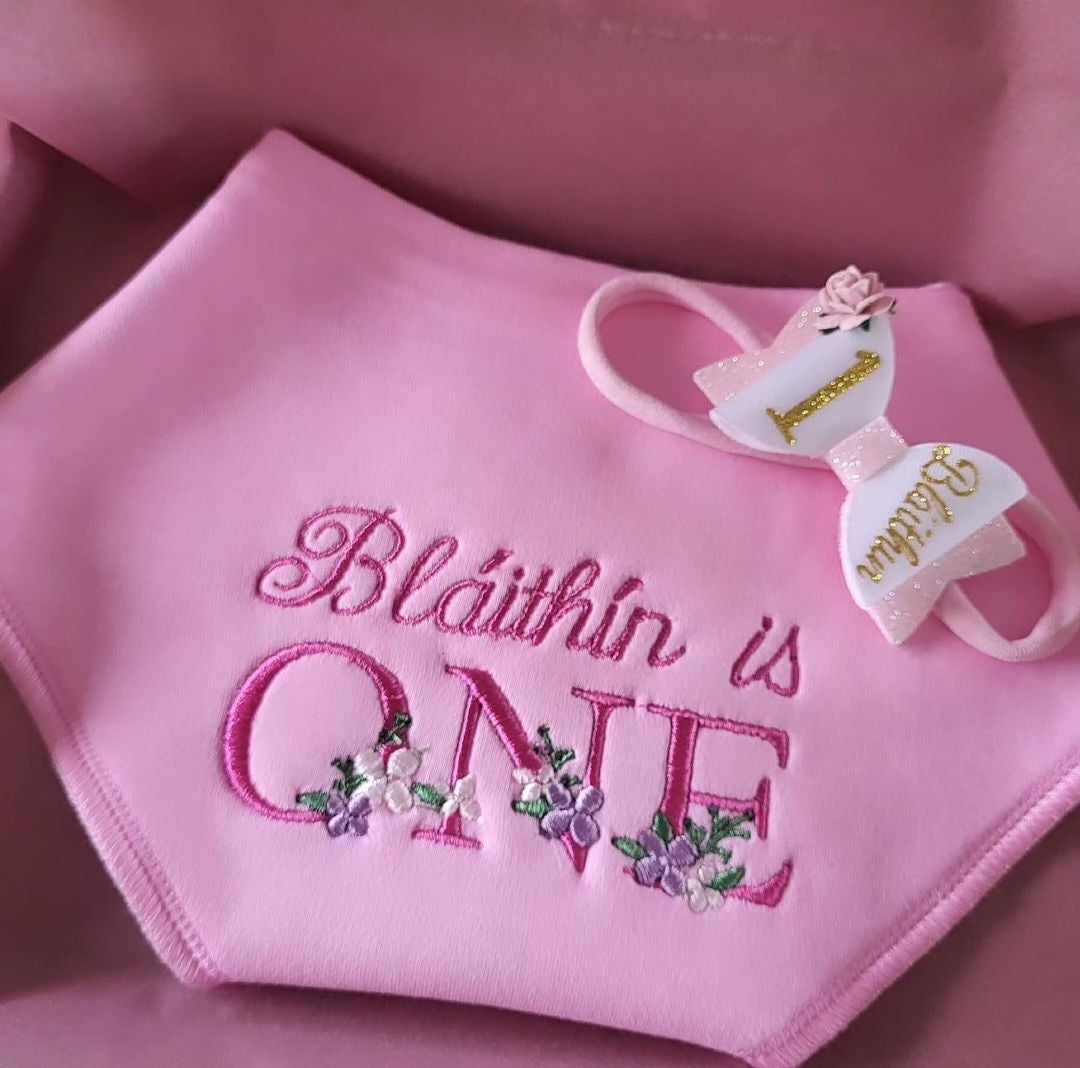First birthday pink set (pink font)