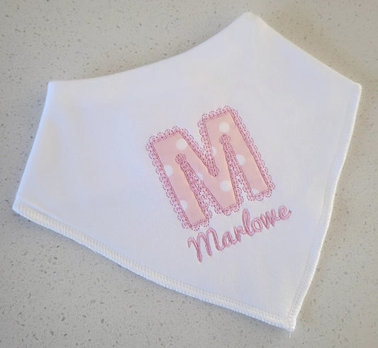 personalised initial baby bib