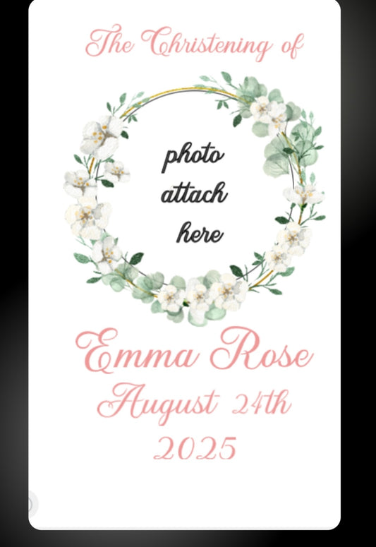 Personalised pink stlye Christening candle with photo