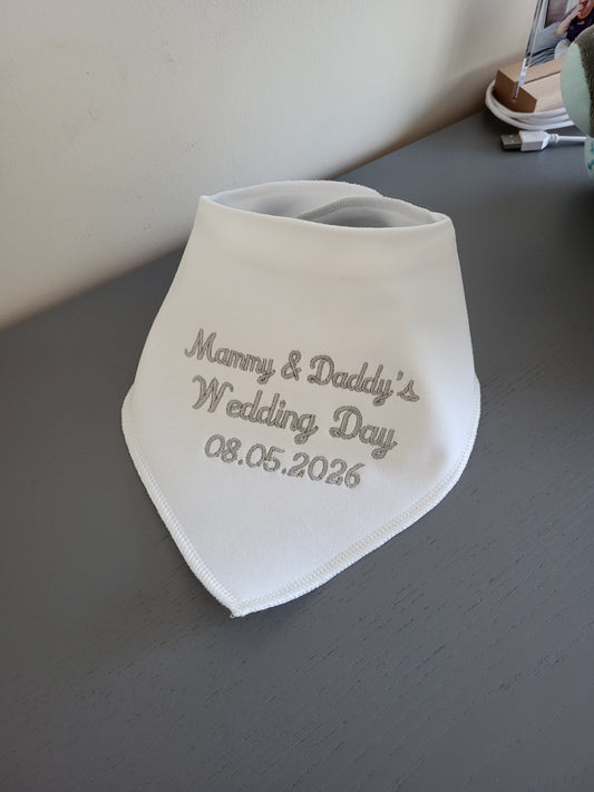 Personalised wedding day bibs.