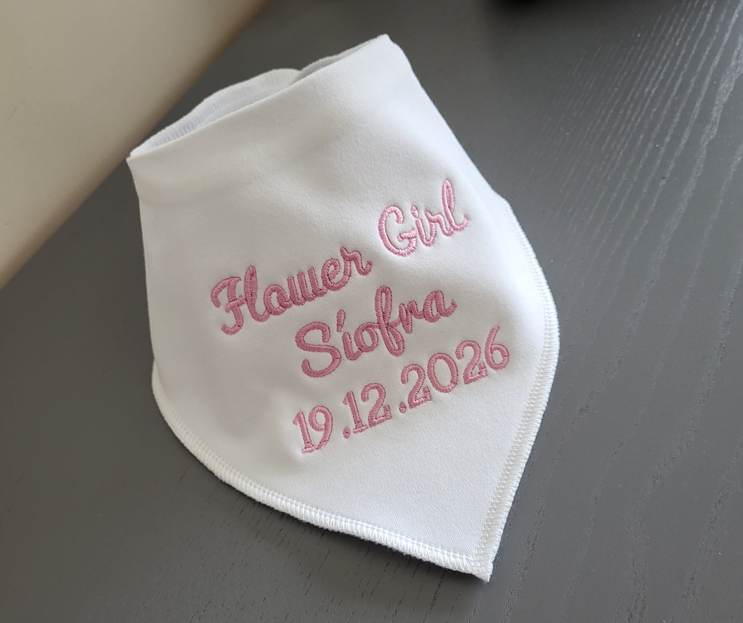 Personalised wedding day bibs.