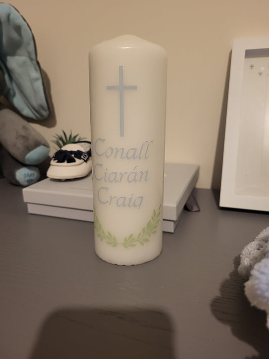Personalised christening candle.