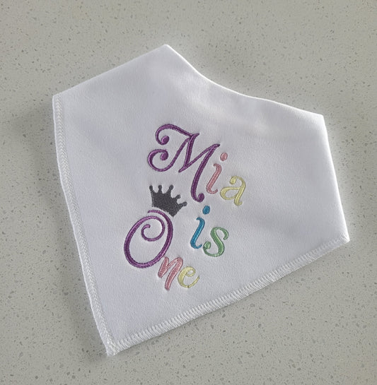 Multi-coloured birthday bib