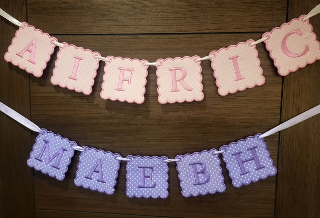 Bespoke childrens name banners - made to order