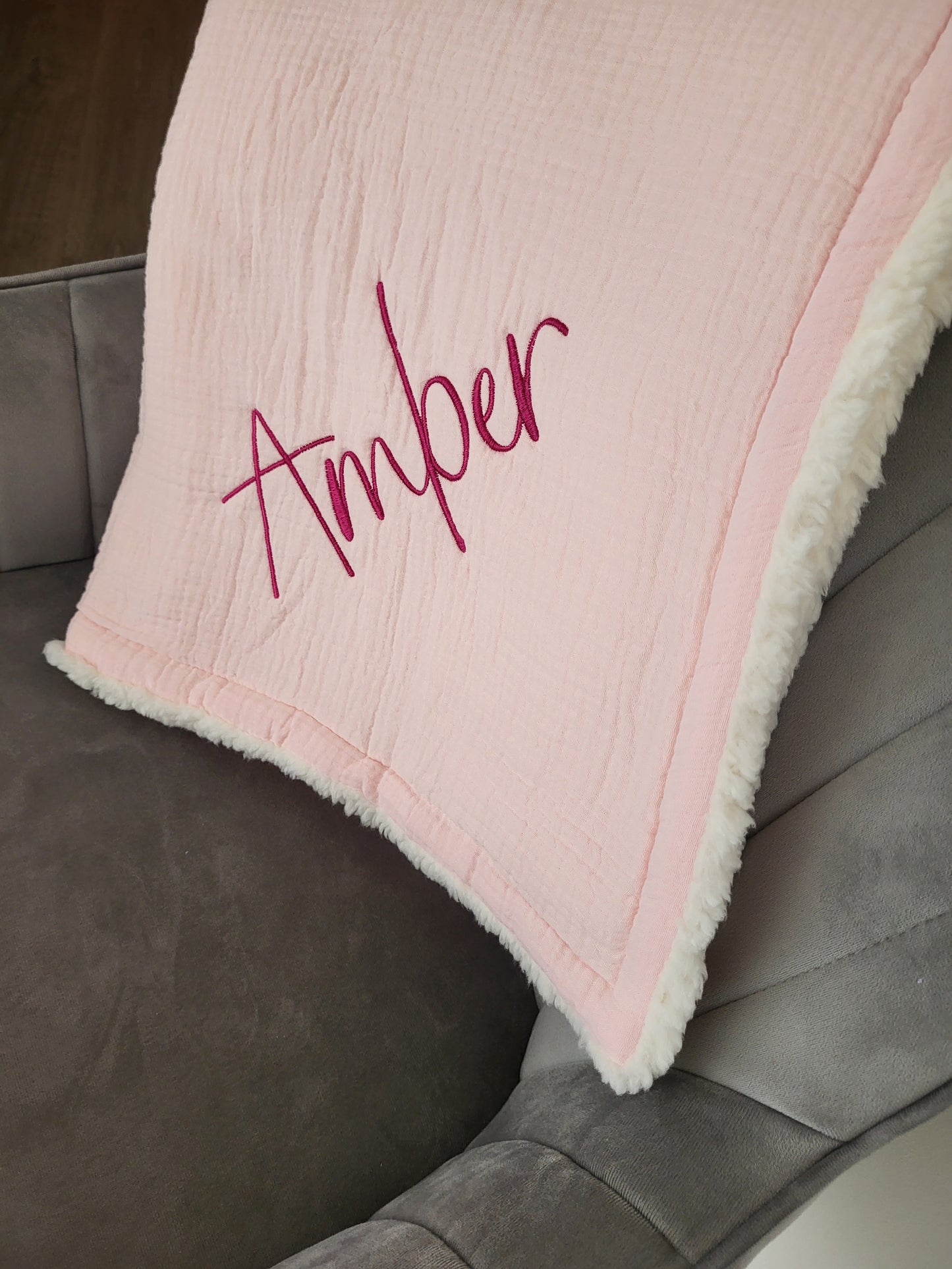 Baby pink Teddy fleece blanket