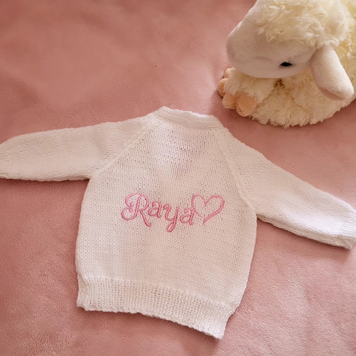 Personalised hand knitted cardigan