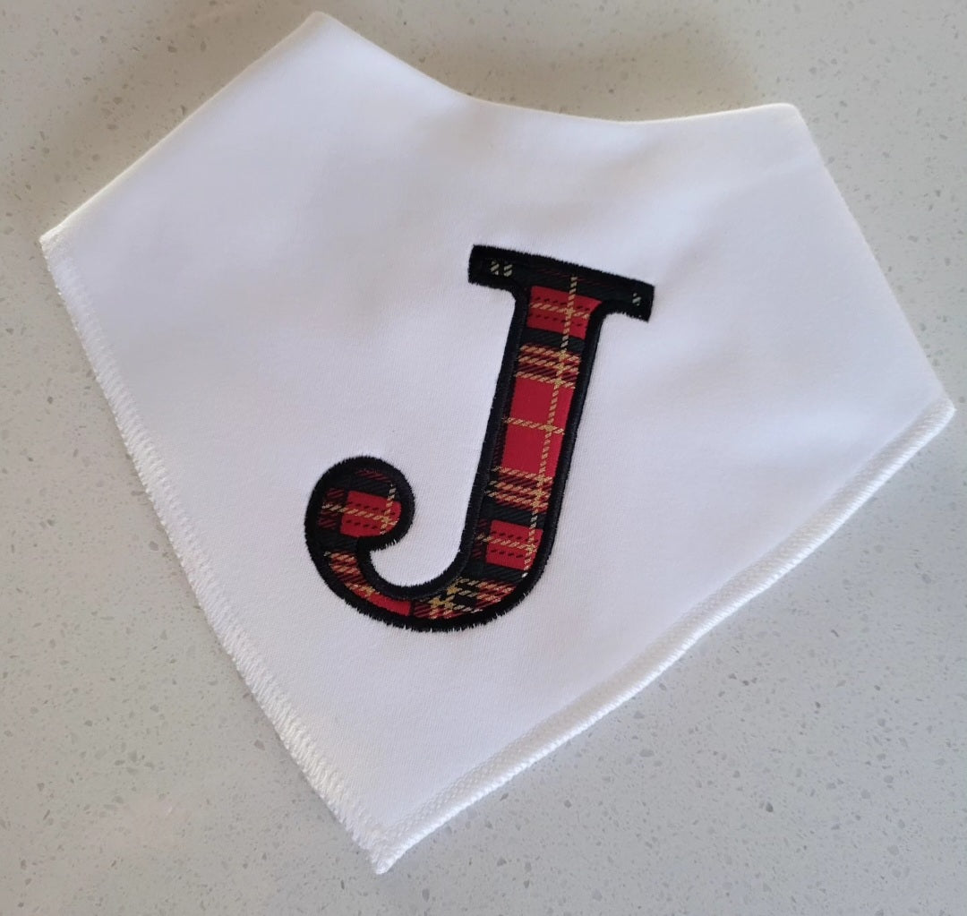 Personalised letter tartan design bib