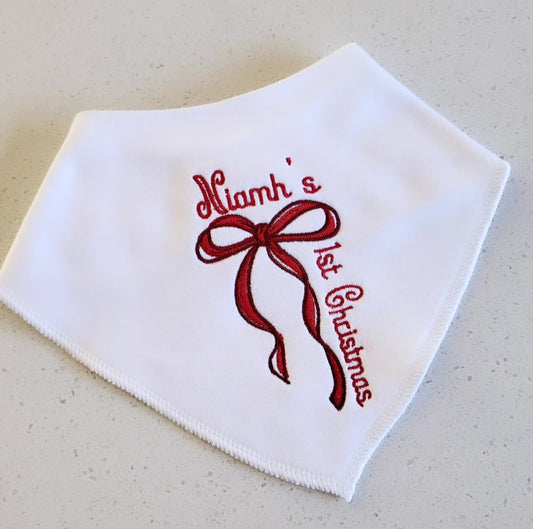 1st xmas bow design bib