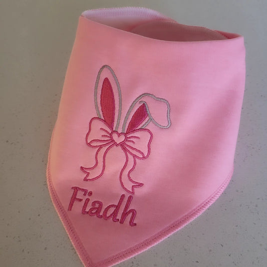 Pink bunny ears personalised bib