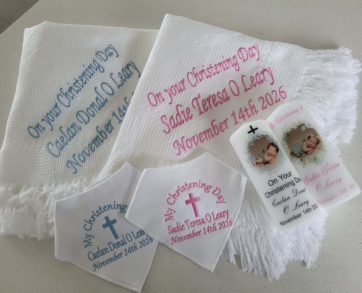 Bespoke christening bundle ( crisp white shawl option )
