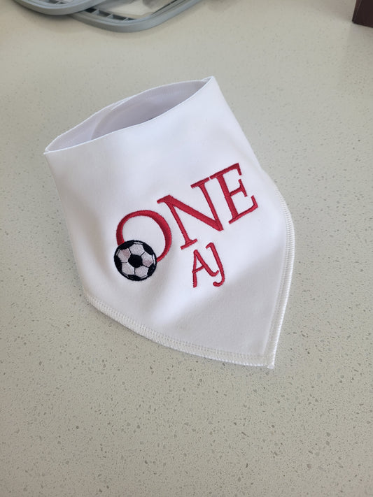 Soccor theme 1st birthday bib
