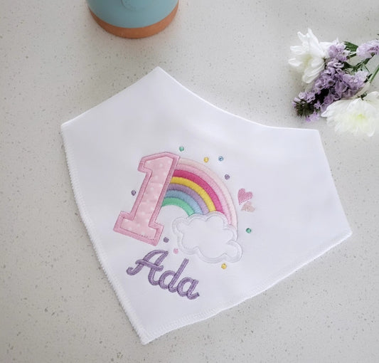 1st birthday rainbow bib