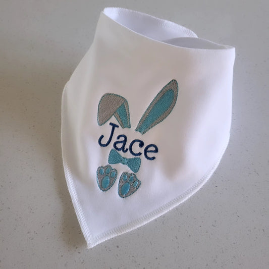 bunny personalised bib ( blue )