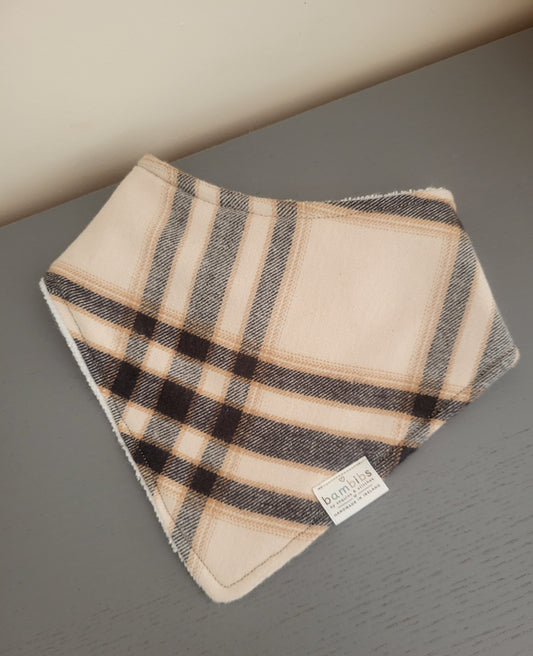 Cream & brown plaid style bib